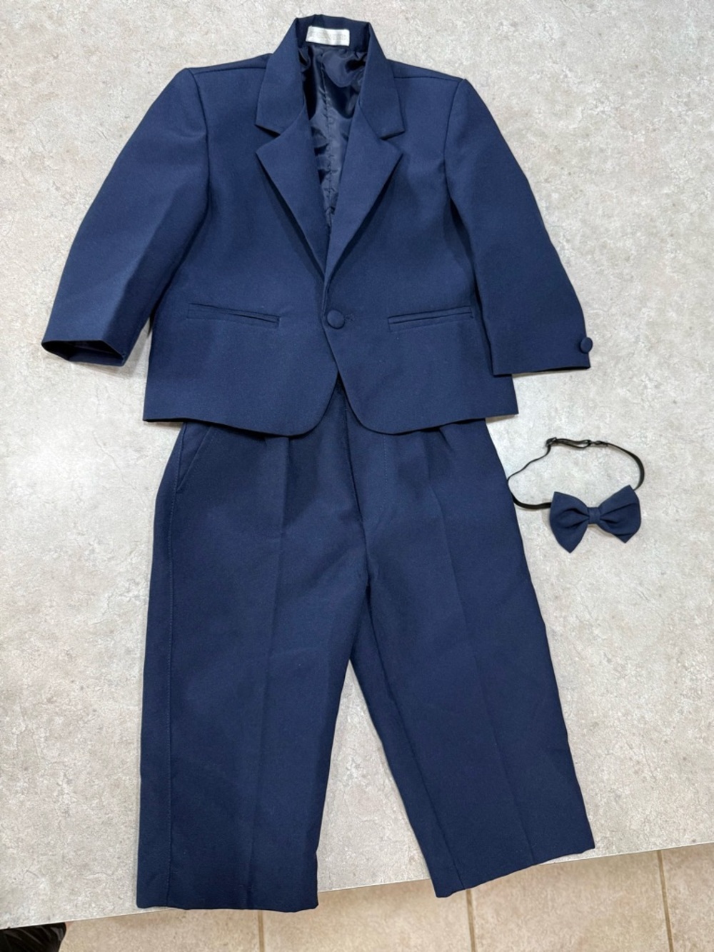 Navy Toddler Suit Two-Piece with Bow Tie